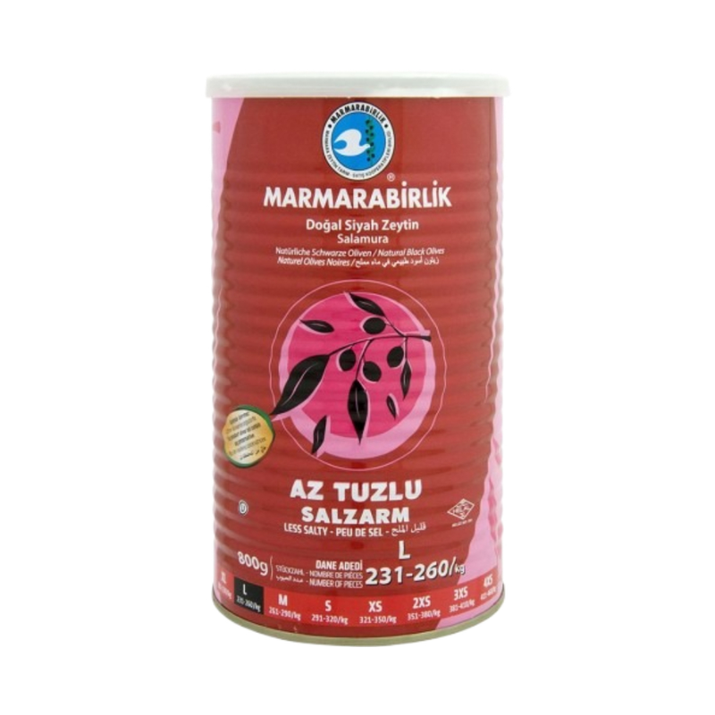 Marmarabirlik Natural Black Olives Less Salt L 800Gr - Eden's Market