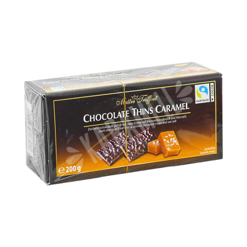 Maitre Truffout Chocolate Thins Caramel 200Gr - Eden's Market