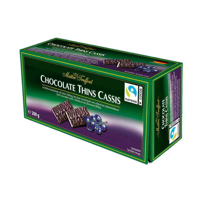 Maitre Truffout Chocolate Thins Cassis 200Gr - Eden's Market