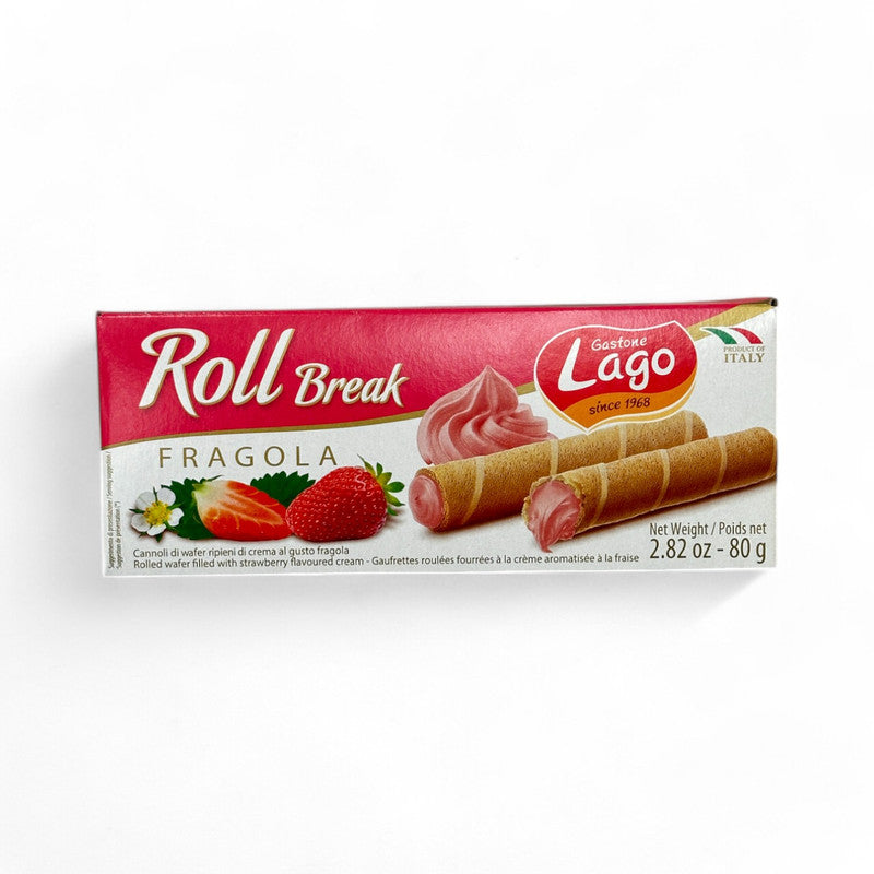 Lago Roll Break Strawberry Wafers 80Gr - Eden's Market