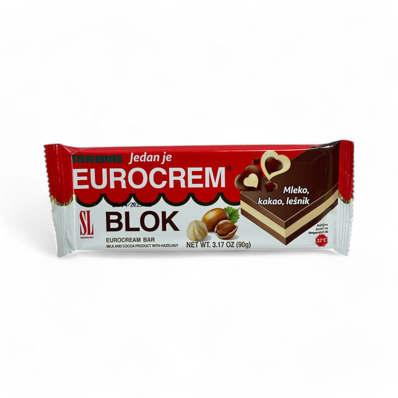 Takovo Eurocrem Blok Chocolate Bar With Hazelnut 90Gr - Eden's Market